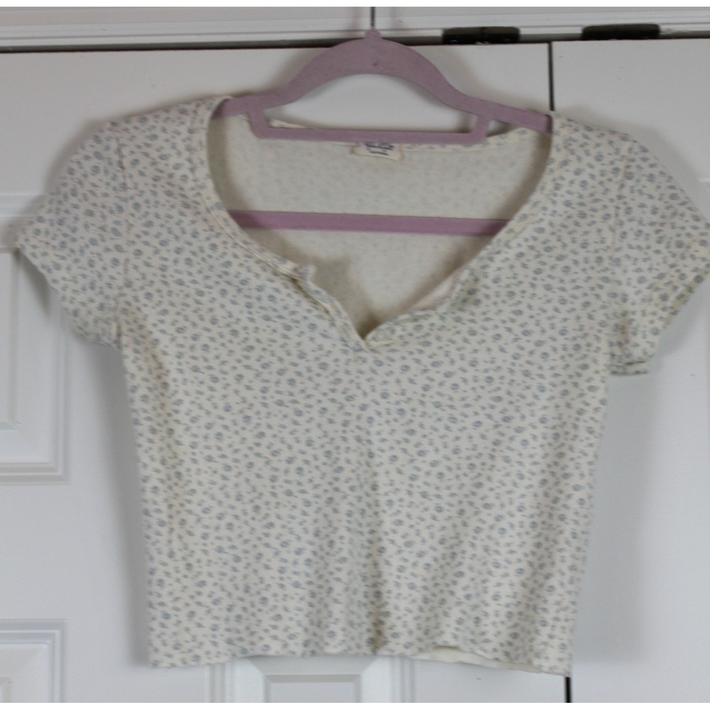 John Galt Cottagecore Coquette Soft Girl Floral Zelly Short Sleeve Cropped Top